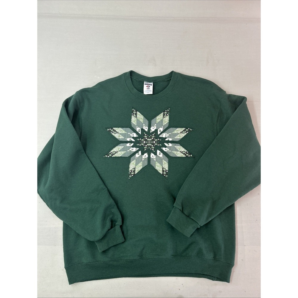 3D Quilted Snowflake Not So Ugly Christmas Sweater Sweatshirt CottageCore Large